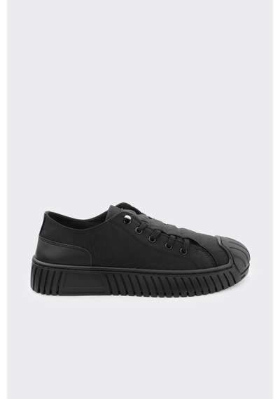 Derinet Lastik Bağcıklı Kadın Sneaker Siyah Siyah