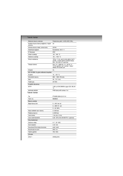 Turck Pt400R-2004-I2-H1141 Basınç Transmiteri 6836633