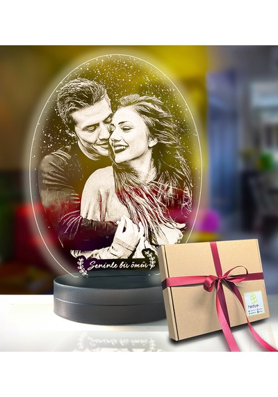 Kişiye Özel Oval Fotoğraflı 3d Model Led Gece Lamba