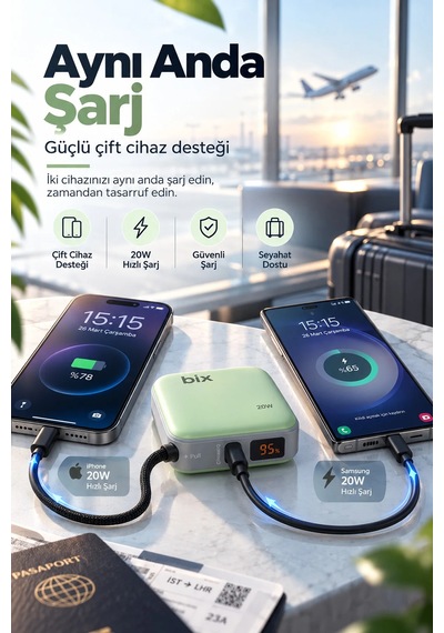 Exenar - Açık Yeşil - Mini Powerbank 10000 Mah Cep Boy Taşınabiler Hızlı Şarj Pd 20w Dijital Göstergeli Type-c Kablolu Exenar - Açık Yeşil - Mini Powerbank 10000 Mah Cep Boy Taşınabiler Hızlı Şarj Pd 20w Dijital Göstergeli Type-c Kablolu
