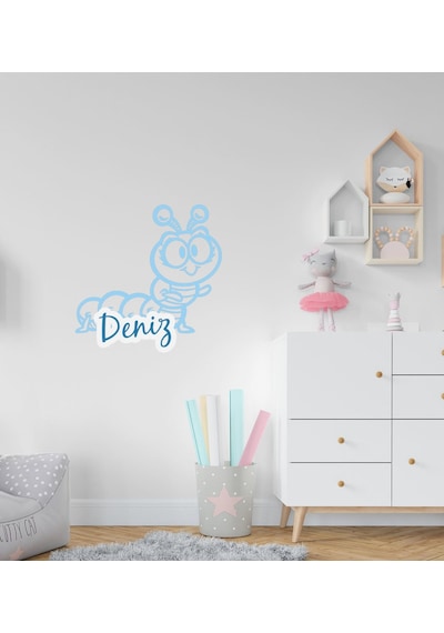 Kişiye Özel Tırtıl Tasarımlı Çocuk Odası Duvar Sticker-1