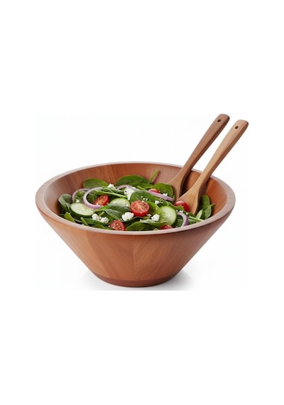 23cm Doğal Akasya Ağacı Salata Kasesi El Yapımı Derin Ahşap Servis Ve Karıştırma Kasesi Mey