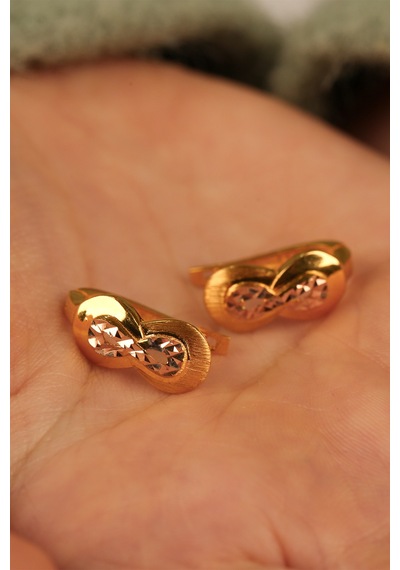 Çgk Çiğdem Gürel Kuyumculuk Çgk 22 Ayar Kalemli Sonsuzluk Motifli Altın J Küpe Altın