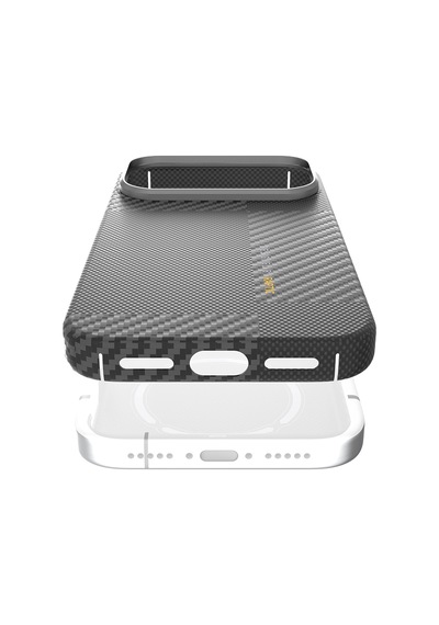 Apple Uyumlu iPhone 17 Pro Max Kılıf M-safeli 600d Metal Kamera Çerçeveli Raptic Aramid Fiber Geotik Serisi Siyah