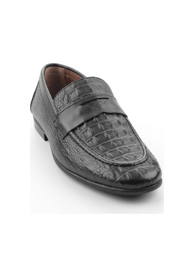 Siyah Hakiki Deri Erkek Loafer Ayakkabı E01594004103 Siyah