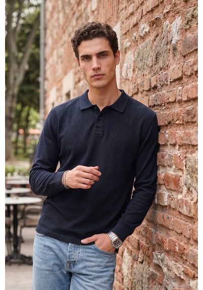 Buratti Pamuklu Düğmeli Polo Yaka Sweat Erkek Polo Yaka Sweat 5905838 Lacivert