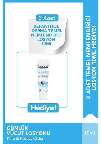 Bepanthol Derma Günlük Yüz Temizleme Jeli 200 ML + Temel Nemlendirici Losyon 3 x 10 ML