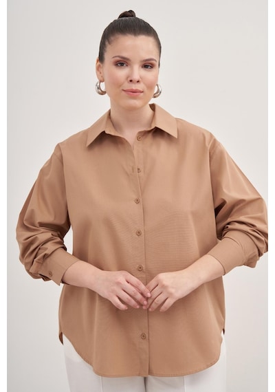 Myline Oversize Poplin Gömlek-1812 Deve Tüyü Camel