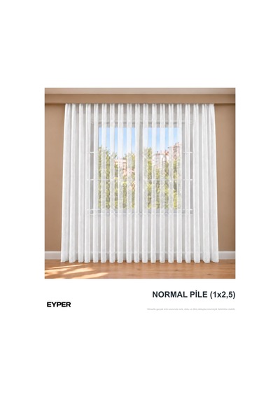 Simli Bambu Tül Perde, Ekru, 100 Cm Genişlik X 240 Cm Uzunluk, Seyrek Pile 1x2 , Kornise Hazır Diğer