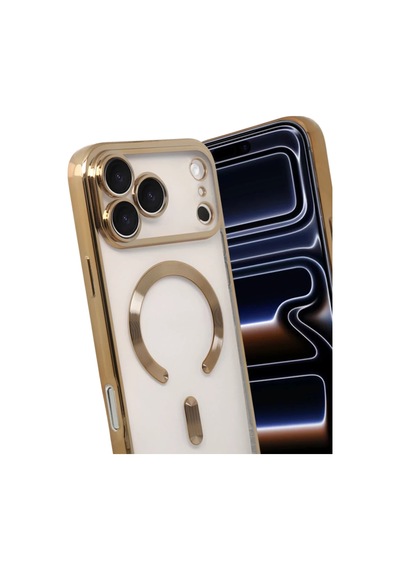 Apple iPhone Uyumlu  17 Pro Max Uyumlu Kross Magneticsafe Kapak - Gold