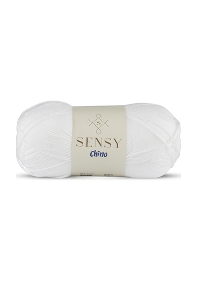 Sensy Chino El Örgü İpi Amigurumi İp Kazak Bluz Hırka Yelek İp Tunik İpi Beyaz 100 Gr - 330 M