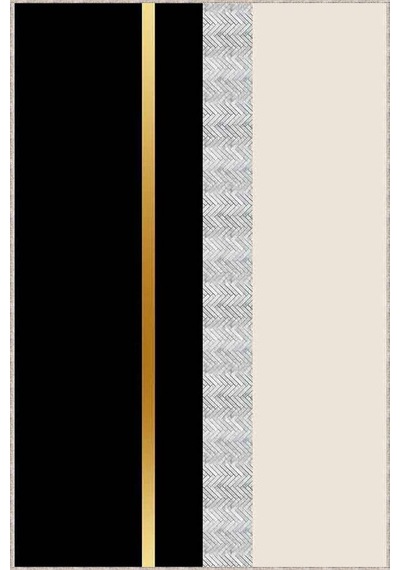 Siyah Gold Kaymaz Taban Modern Kesme Rulo Yolluk Halı Vh012n11