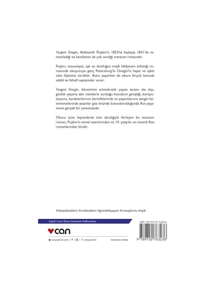 Yevgeni Onegin - Aleksandr Puşkin - Can Yayınları