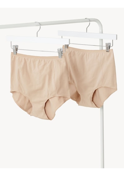 Marks & Spencer 2'li Sıkı Kontrol Tam Külot T32001613 Bej