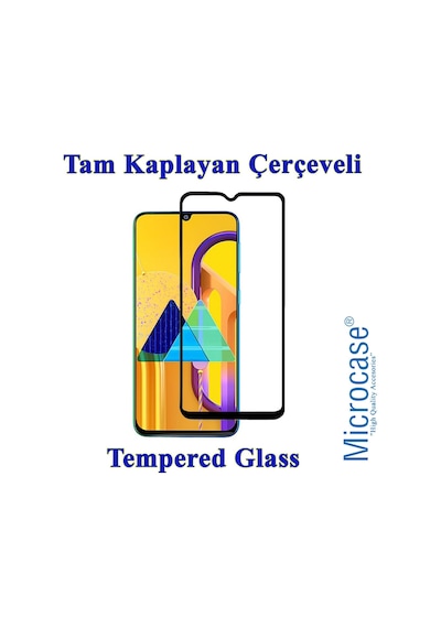 Samsung Uyumlu Galaxy M30S Tam Kaplayan Çerçeveli Tempered Cam - Siyah (387454782)