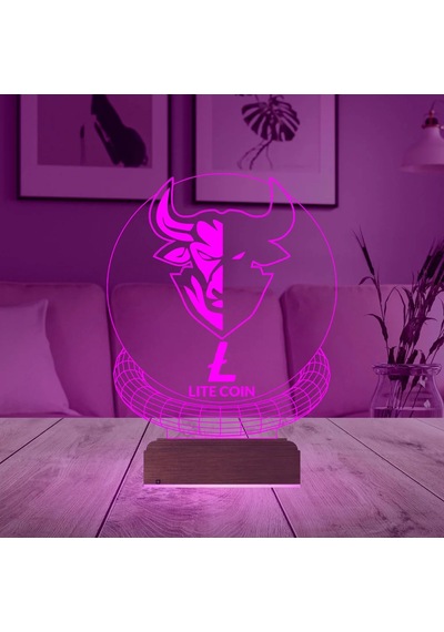 Luvivia Crypto Lite Ltc Coin Kripto Finans 3d Lamba - Masa Gece Lambası Şeffaf