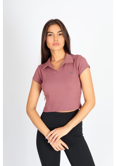 Soft&Basic Polo Yaka Ve Patlı Kaşkorse T-shirt Bakır