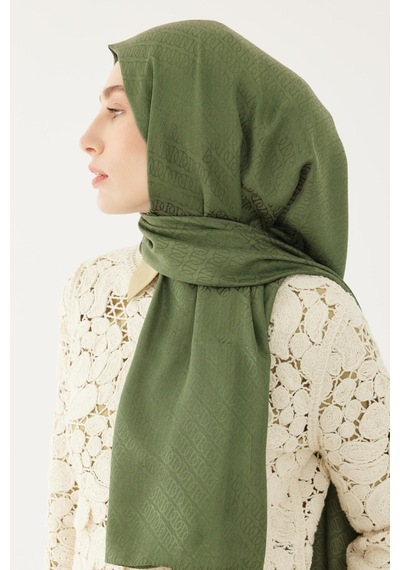 Mirsoy Scarf Halka Desen Parlak Jakar Şal - Yeşil Yeşil