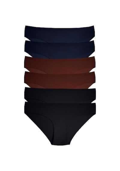 Alya Underwear Basic Lazer Kesim Kadın Bikini Külot Dikişsiz Kadın Slip - Ultra Esnek Ve Rahat 6'lı Paket Siyah - Kahve - Lacivert