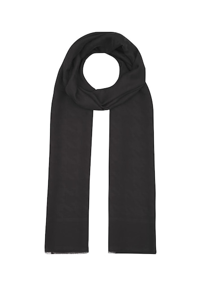 İpekevi Kazayağı Desenli Monogram Şal - Siyah - Siyah