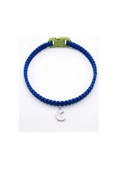 Lacivert El Örgüsü Makrome Kedi Tasması 27 Cm - Ay Figürlü Charm Şık Kedi Boyun Tasması