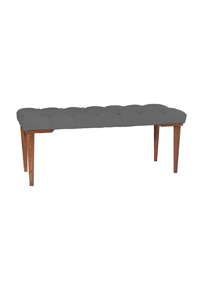 Gazzini Classic Retro Gürgen Ayak Chester Model Kapitoneli Gri Puf Bench - Ceviz Ayak