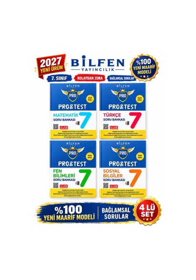 Bilfen 7.sınıf Protest 2027 Mat-fen-türkçe-sosyal %100 Maarif Model Bağlamsal Soru Bankası Seti