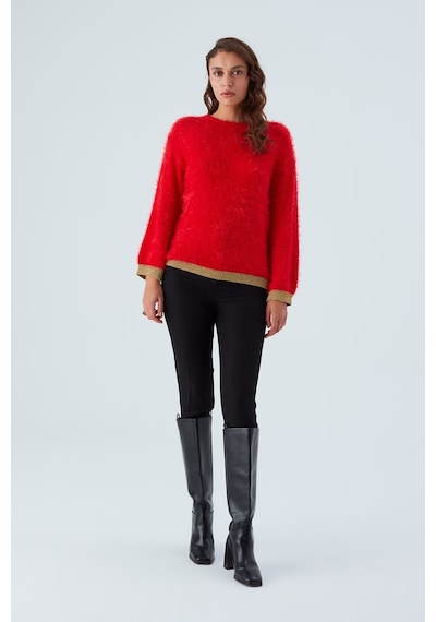 Peraluna De Vılle Pullover Kol Ve Etek Ucu Simli Kadın Triko Kazak Kırmızı-kırmızı Kırmızı Peraluna De Vılle Pullover Kol Ve Etek Ucu Simli Kadın Triko Kazak Kırmızı-kırmızı Kırmızı