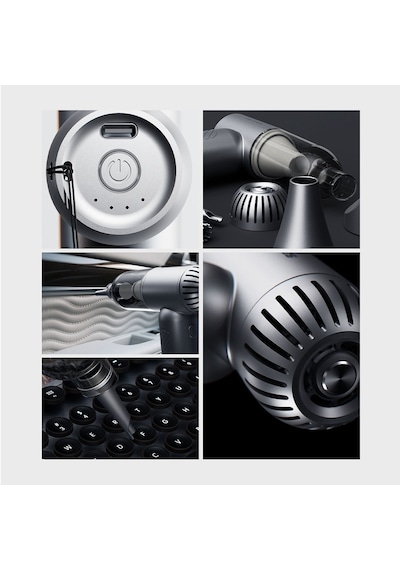 Lenyes Ltf02 Dijital Led Göstergeli 4 Kademeli Çok Fonksiyonlu Üfleme/çekme Turbo El Fanı Gri