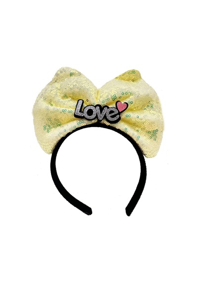 Led Işıklı 3 Farklı Fonksiyonda Yanan Gümüş Love Yazılı Sarı Fiyonk Taç 20x17 Cm Diğer