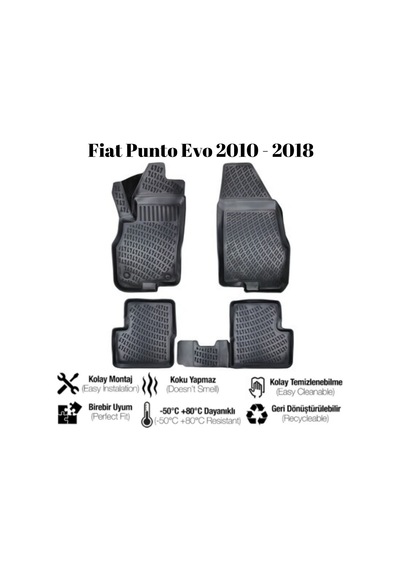 Fiat Punto Evo 2010 2011 2012 2013 2014 2015 2016 2017 2018 Uyumlu Araca Özel 3d Havuzlu Paspas Takımı A+ Kalite