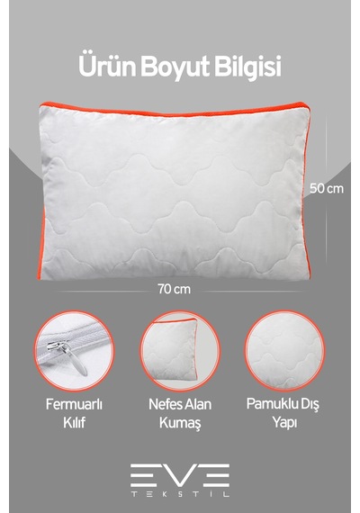 4 Adet Klimax Turuncu Serisi Kılıflı Fermuarlı Klimali Antialerjik Silikon Nano Elyaf Yastık 50x70cm Beyaz