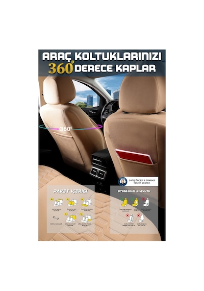 Mercedes E Serisi Lüks 5li Oto Koltuk Kılıfı Gezegen Bej