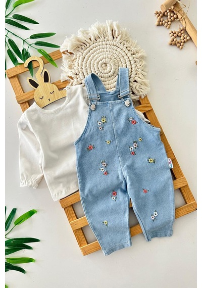 Minigimin Cicileri Miniğimin Cicileri Minik Çiçek İşleme Detaylı Kız Bebek Salopetli 2 Li Takım - Ekru Ekru Minigimin Cicileri Miniğimin Cicileri Minik Çiçek İşleme Detaylı Kız Bebek Salopetli 2 Li Takım - Ekru Ekru