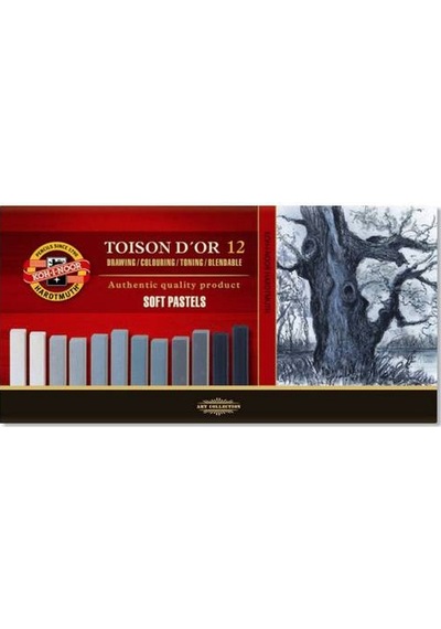 Koh-I Noor Toison D'Or Soft Pastel Boya Gri Tonlar 12 Renk Köşeli