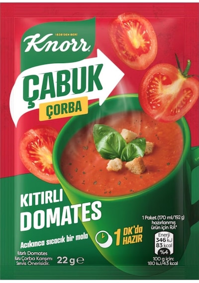 Knorr Çabuk Çorba Kıtırlı Domates 22 Gr X 24 Adet