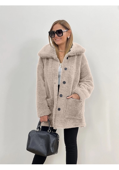 Barbora Peluş Rahat Kışlık Ceket Ws06krem 001
