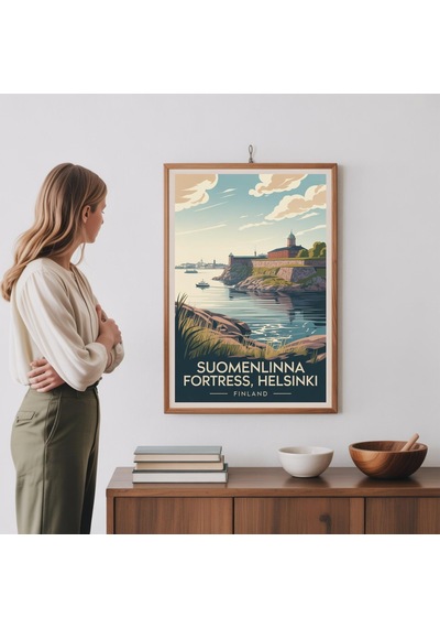 Suomenlinna Kalesi Helsinki Seyahat Posteri Vintage İskandinav Duvar Kanvas Tablo