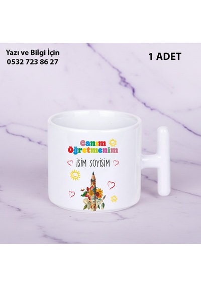 Kişiye Özel İsimli Canım Öğretmenim Tasarımlı T Kupa Bardak Öğretmenler Günü İçin Hediyelik Beyaz