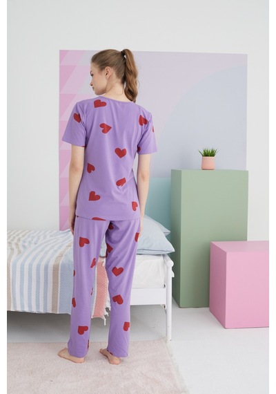 Siyah İnci Pamuklu Örme Pijama Takım 24117031 Çok Renkli