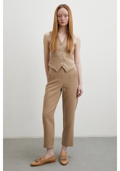 Önü Pensli Skinny Kumaş Pantolon Vizon Vizon