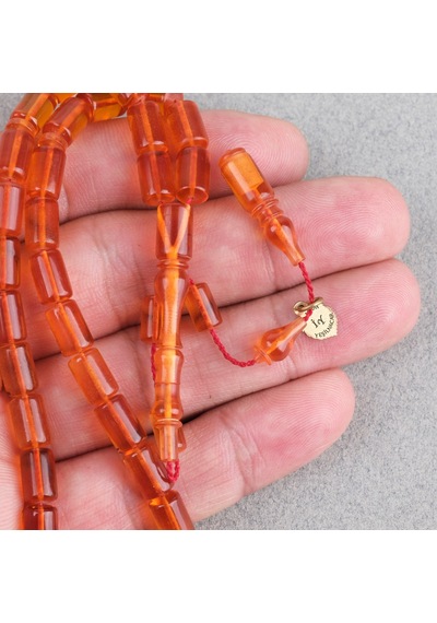 Ateş Kehribar Eski Heykel Objeden Bilek Boy Yumuşak Kesme Kesim 5.5x10.5mm Tesbih