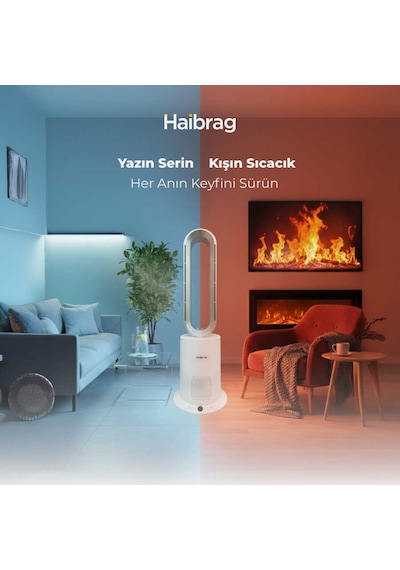 Haibrag Tp-09 Pro 4 Ü 1 Arada Isıtma, Soğutma, Hepa Filtre & Hava Temizleme Kanatsız Zemin Tipi Fan Beyaz