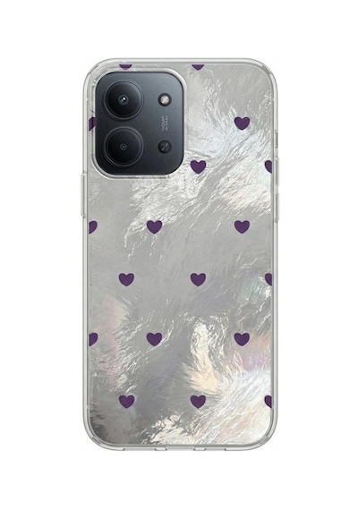 Xiaomi Redmi 15c  Kılıf Pink Heart Silikon Kılıf Lila