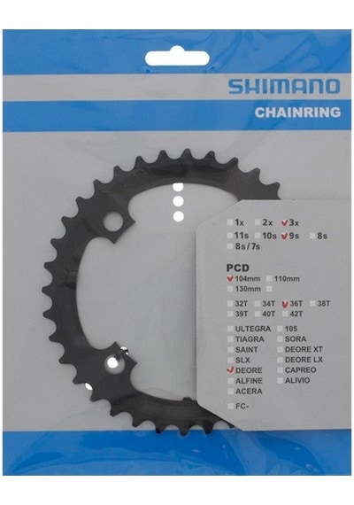 Shimano Deore Fc-m590 / Fc-m591 104 MM Bcd 36t Orta Yaprak Dişli Siyah