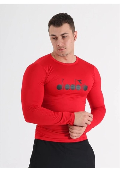 Diadora Soloben - Erkek Kırmızı Uzun Kollu Spor T-Shirt - Tsrt-Zn