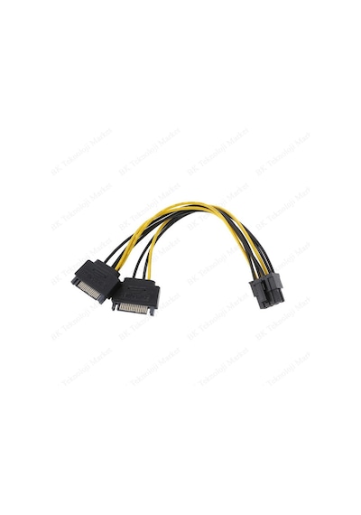 Pci-E Ekran Kartı Güç Kablosu 2 X 15Pin Sata Erkek To 8Pin6+2