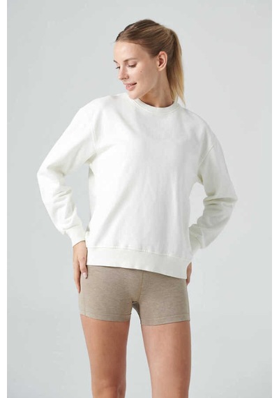 Jerf Lydney Kadın Sıfır Yaka Sweatshirt Krem 001