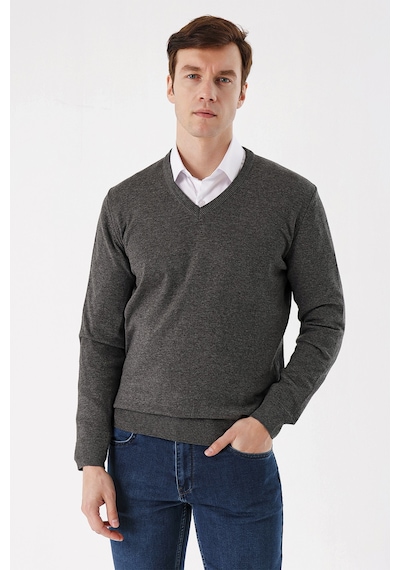 Morven Basic Dinamik Fit Rahat Kesim V Yaka Triko Kazak 99kc017004050 Antrasit
