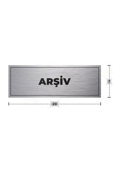 Arşiv Yazılı - Metal - Gümüş Renk - Kapı İsimliği - 20x7 Cm
